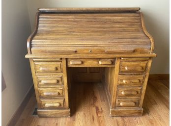 Vintage Roll Top Secretary Desk With Dove Tail Drawers