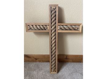 Large Wall Hanging Wood And Rope Cross