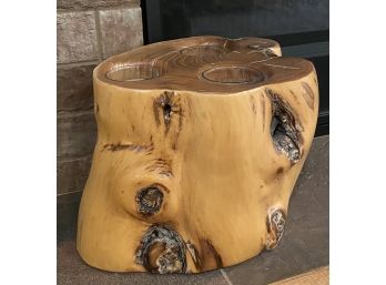 Polished Tree Stump Carved Candle Holder