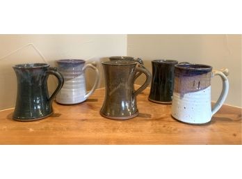 Lot Of 6 Studio Art Pottery Mugs- Signed