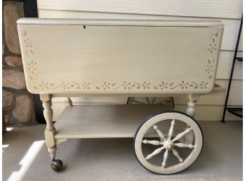 Vintage Hand Painted Drop Leaf Bar Cart