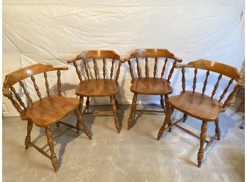 Lot Of 4 Wingback Wood Dining Table Chairs