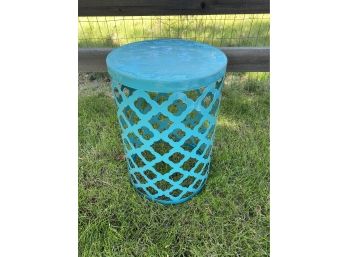 Outside Patio Decor- Light Blue Metal Canister