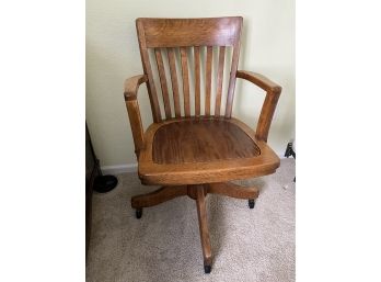 Antique Wood Office Swivel Chair
