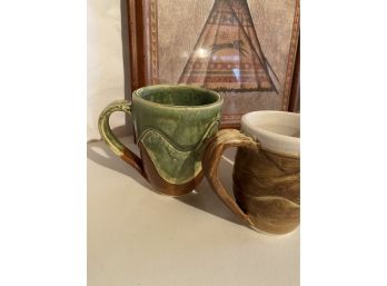 4 Southwestern Coffee Mugs & Southwestern Print
