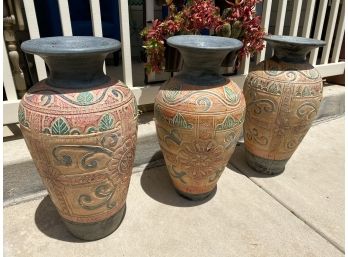Set Of 3 Heavy Vases -Patio Decor