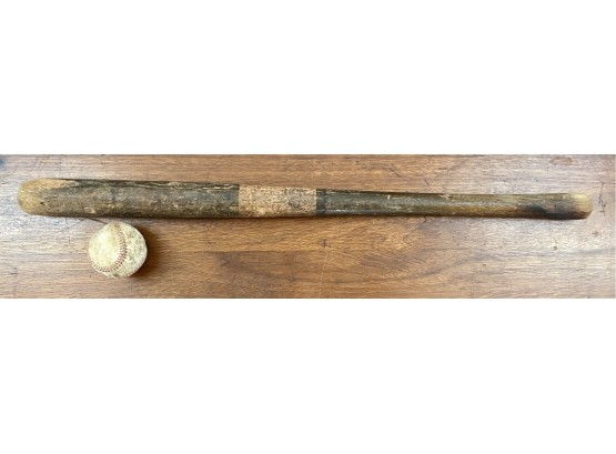 Vintage Wood Bat And Ball