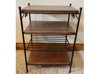 Longaberger 4 Wrought Iron Shelf Table & 3 Wood Shelves