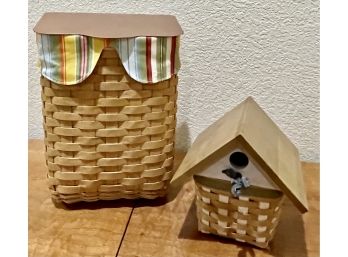 Longaberger Mailbox With Copper Lid & Charming Collectors Club Birdhouse Basket