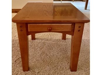 Oak Side Table With Single Drawer