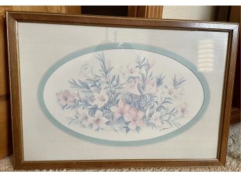 Floral Wall Art In Wood Frame- Signed