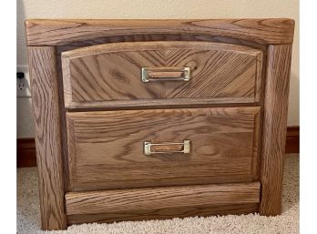 Vaughn Contemporary Solid Oak With Brass  Hardware 2 Drawer Nightstand