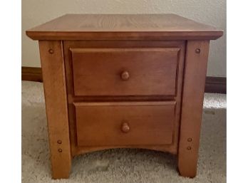 Oak Side Table With 2 Drawers