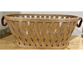 Longaberger Cross Weave Basket With Braided Leather Handles