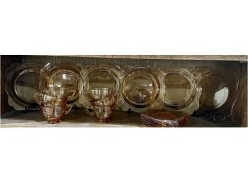 Vintage Amber Glass Snack Set