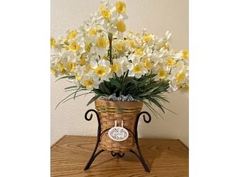 Longaberger Daffodils Basket With Fabric Liner & Protector