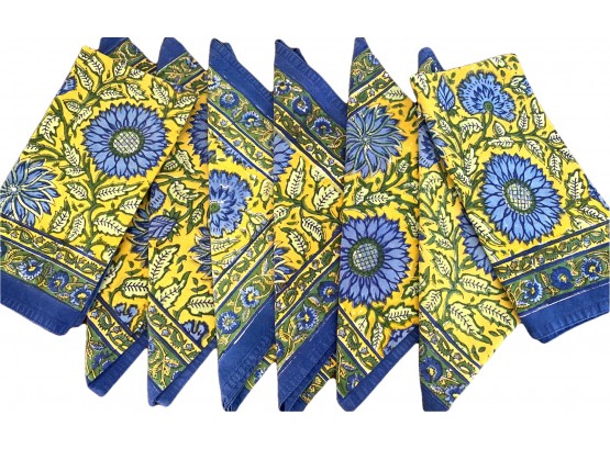 Beautiful Petal Pushing Brand Mediterranean Patterned 100 Block Printed Napkins -set Of 8
