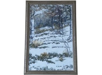 Gorgeous Original Signed Painting Of Winter Forest Scene