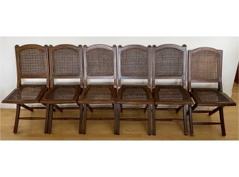 Set Of 5 Vintage Ballard Designs Folding Cane Chairs And 1 Billsdale