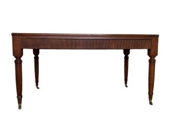 Baker Furniture Milling Road Reeded Front Writing Desk With Pin Joints On Casters (with Original Tags)