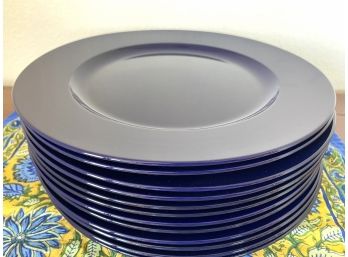 Set Of 12 Blue Lacquerware Plastic Charger Plates