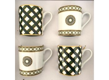 Set Of Four Jardin Francais Royal Limoges France Coffee Cups By Timothy Corrigan (MSRP $325)