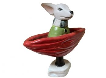 Great Heavy Porcelain Rabbit In Boat Topper