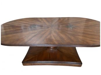 Handsome Dining Room Table With Large Pedestal Base And Star Inlay By New Classics Creations Denver