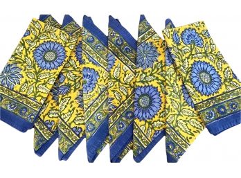 Beautiful Petal Pushing Brand Mediterranean Patterned 100 Block Printed Napkins -set Of 8