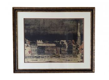 Gorgeous Framed Metallic Etching Of Paris And Eiffel Tower