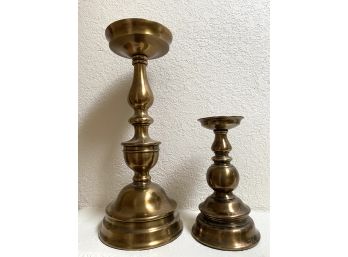 Pair Of Two Beautiful Brass Pedestal Candlesticks