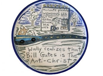Tom Edward's Pottery: Wallys World Bill Gates Cartoon Plate With Quote