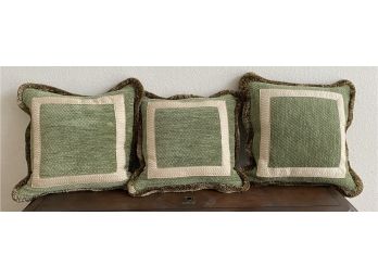 Collection Of Green Chenille Throw Pillows