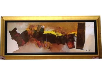 Beautiful And Large Framed Abstract Print In Gilded Frame