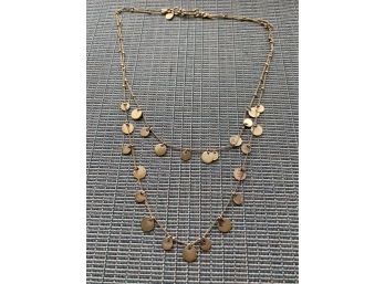 Beautiful Sparkling Sage Double Strand Necklace With Coin Shaped Charm Detail