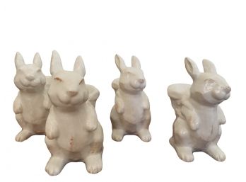 Just In Time For Easter! Lovely Grouping Of Four Porcelain Rabbit Easter Egg Cups By Pottery Barn