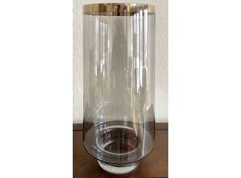 Fabulous Large Glass Vase With Silver Trim
