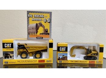 Collection Of Caterpillar Die Cast Models And 3-d Book