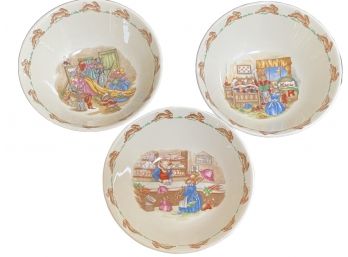 Just In Time For Easter! Set Of 3 Royal Doulton 'Bunnykins' English Fine Bone China Children's Bowls