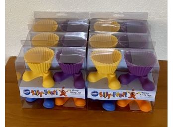 6 New In Box Wilton Silly Feet 4 Silicone Baking Cups