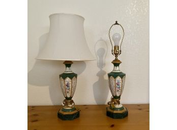 Pair Of Ornate Painted Table Lamps