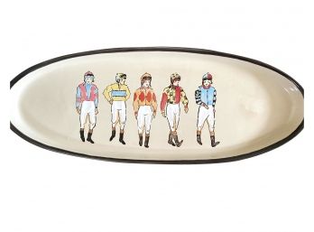Keeneland Thoroughbred Stoneware Platter With Jockeys
