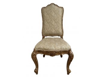 Truly Stunning Antique Ornate French Empire Chair With Silk Paisley Embroidery And Shell Detailing