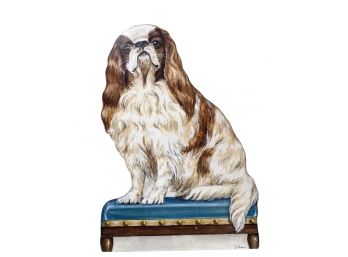 Cavalier King Charles Spaniel On Tufted Seat Decorative Pressed Board Art By J. Perren