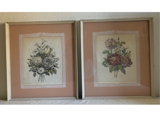 Two Floral Prints In Frames