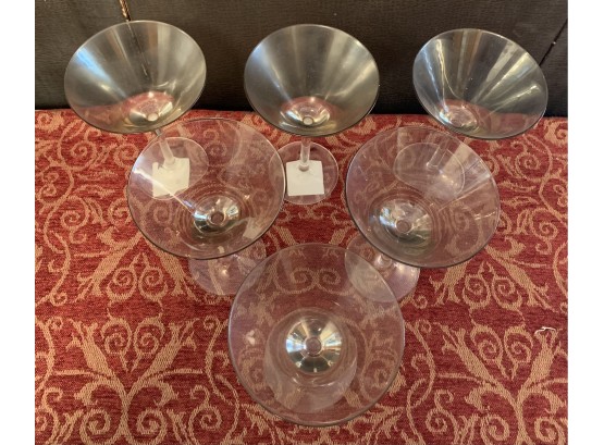6 Smokey Luster Martini Glasses