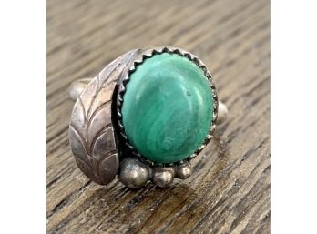 Sterling Silver And Turquoise Ring Size 4.3 Grams