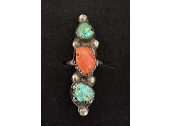 Coral And Turquoise Ring