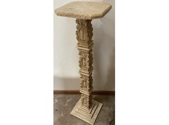 Intricately Carved Marble Pedestal From Italy  Crack In Base See Pics