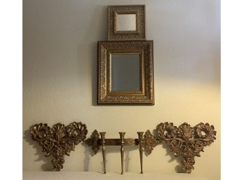 Gorgeous Gold Wall Decor Including Two Mirrors
